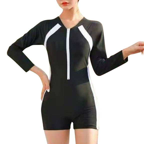 MSJUHEG Surfing Bathing Suit,Long Sleeve Swimsuits for Women,Womens Long Sleeve Swimsuit,Traje De Ba?o Para Mujer,Long Sleeve Bathing Suit for Women,Womens Rash Guard Long Sleeve, Black One Size