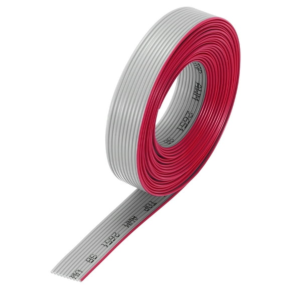 28AWG IDC Wire Flat Ribbon Cable 3 m/9.8ft Length 1.27mm Pitch 10 Pin Gray