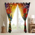 thumbnail image 4 of Japanese Flower Curtains & Drapes Golden Sunshine Print 30%-50% Blackout Curtains, Colorful Floral Decor Curtains for Women Men Blue Waves Modern Abstract Style Window Curtains 42''Wx84''L, 4 of 6