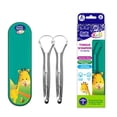 thumbnail image 1 of Raspador de lengua GuruNanda para niños, paquete de 2, acero inoxidable, 1 of 7