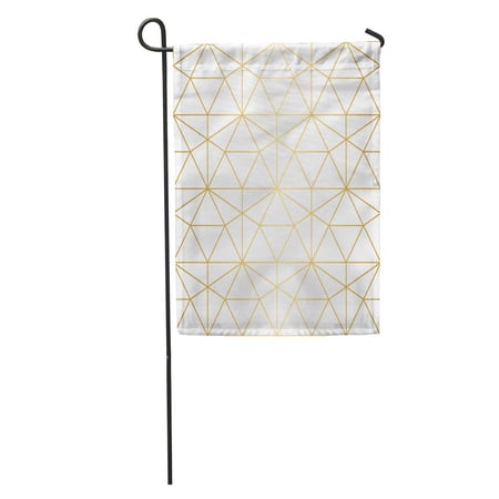 KDAGR Gold Geometric Rhombus and Nodes Abstract Pattern Golden Modern Line Garden Flag Decorative Flag House Banner 12x18 inch