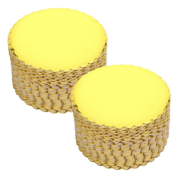 100Pcs Round Cake Base Board 8 Inch Corrugated Paper Gold Cake Circle Board Reusable Dessert Display Base Plate for Dessert