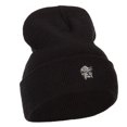 thumbnail image 4 of Bulldog Head Embroidered Long Knitted Beanie - Black OSFM, 4 of 5