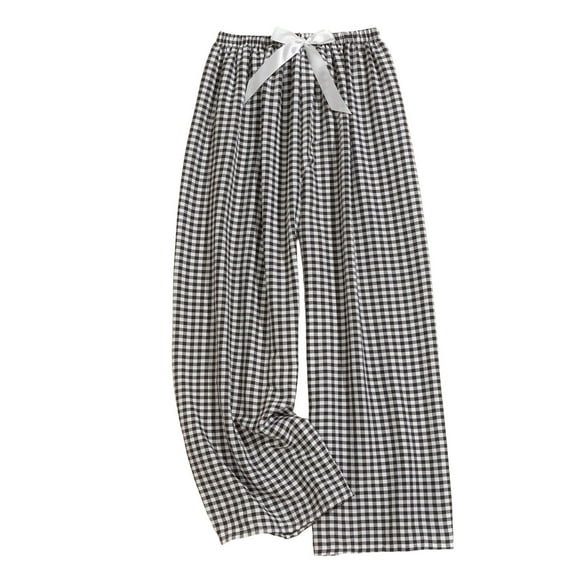 Women's Striped Gingham Boxer Pants Cotton Pajama Lounge Pj Casual Plaid Trousers Y2K Beach Bottoms with Pockets