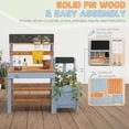 thumbnail image 6 of Ktaxon Outdoor Wooden Mud Kitchen for Kids, Play Kitchen with Side Planter Box, Stove Top, Faucet, Sink, Storage Shelves, Hanging Bucket, Garden Playset for Boys Girls 3+, 6 of 17