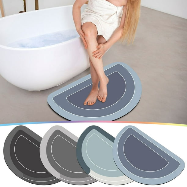 Estera Alfombra de baño de terciopelo cristal de 40x60 cm,súper absorbente,antideslizante,lavable,con base de goma para bañera y suelo (plateada,1 pieza). Rkxzt
