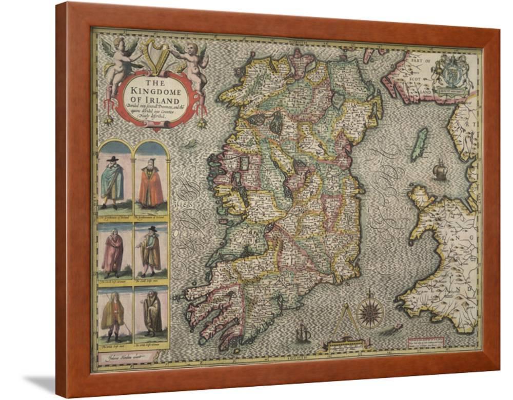 Map Of Ireland, Framed Art Print Wall Art Sold by