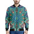 thumbnail image 3 of Chaqueta con cremallera y estampado de plumas de pavo real para hombre, chaqueta con cremallera y estampado floral en 3D, sudadera con capucha para primavera y otoño, 3 of 5