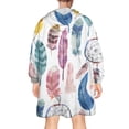 thumbnail image 2 of Wearable Oversized Blanket,Watercolor Feather and Dreamcatcher Pattern Wearable Blanket Hoodie for Adults,Cozy Hooded Blankets with Super Pockets,Super Warm Fuzzy Pullover for Women & Men, 2 of 6