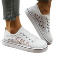 thumbnail image 6 of Summer Tennis Shoes for Women,Womens Casual Breathable Mesh Lace Canvas Shoes,White Sneakers with Embroidery Flower, 6 of 9