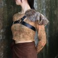 thumbnail image 4 of Medieval Renaiss Gladiator Leather Shoulder Armor Greek Barbarian Pauldrons Viking Knight Cosplay Costume Fur Spaulder Accessory, 4 of 5