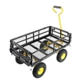 thumbnail image 3 of GDF Studio Heavy-Duty Garden Cart, Utility Truck with Inflatable Tires and Steel Frame, Wood Transporting Cart, Black, 3 of 12