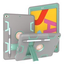 Allytech Shockproof Case for Apple iPad 10.2" 8th/7th Generation, iPad 10.2" Case, Heavy Duty Protection Shock-Absorption Bumper Anti-scratch Case Cover for Apple iPad 10.2" 2020/2019,Gray/Aqua