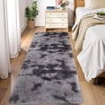 thumbnail image 2 of HOMERRY Plush Polyester Shag Area Rug 2'x 8' Fluffy Runner Rug Plush Decorative Runner Rug for Indoor Home Floor Carpet, Tie-dye Dark Gray, 2 of 7