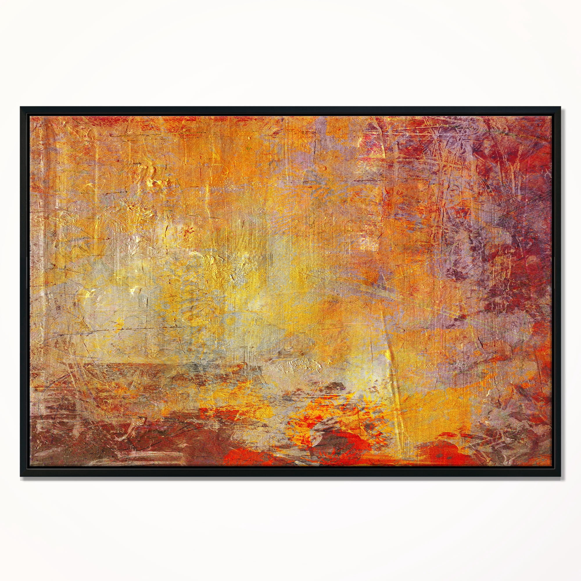 Designart ' Ambient Framed Canvas Grunge ' Abstract Framed Canvas Art Print