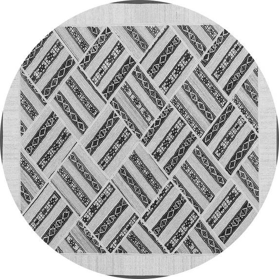 Ahgly Company Indoor Round Solid Gray Modern Area Rugs, 3' Round