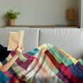 thumbnail image 3 of Abstract Soft Flannel Fleece Blanket, Futuristic Geometric Pattern Design with Colorful Stripes Modern Technologic Print, Cozy Plush for Indoor and Outdoor Use, 50" x 60", Multicolor, by Ambesonne, 3 of 5