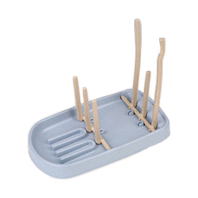 Oleegame 1PC Shower Soap Dish With Hook Tray Drains Baby Rack Plastic Drains Teat Rack Drying Cup Bottle Organizer Kitchen,Dining Bar Blue
