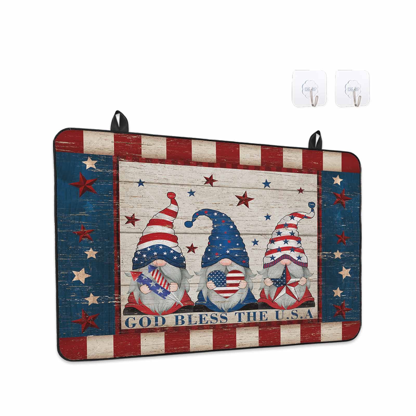 4th of July Gnomes Stove Top Cover for Electric Stove, Heat-proof & Non Slip Glass Top Stove Cover Protector, Independence Day Dwarf American Flag Star Kitchen Flat Cooktop Rubber Mat 24x21 Inches
