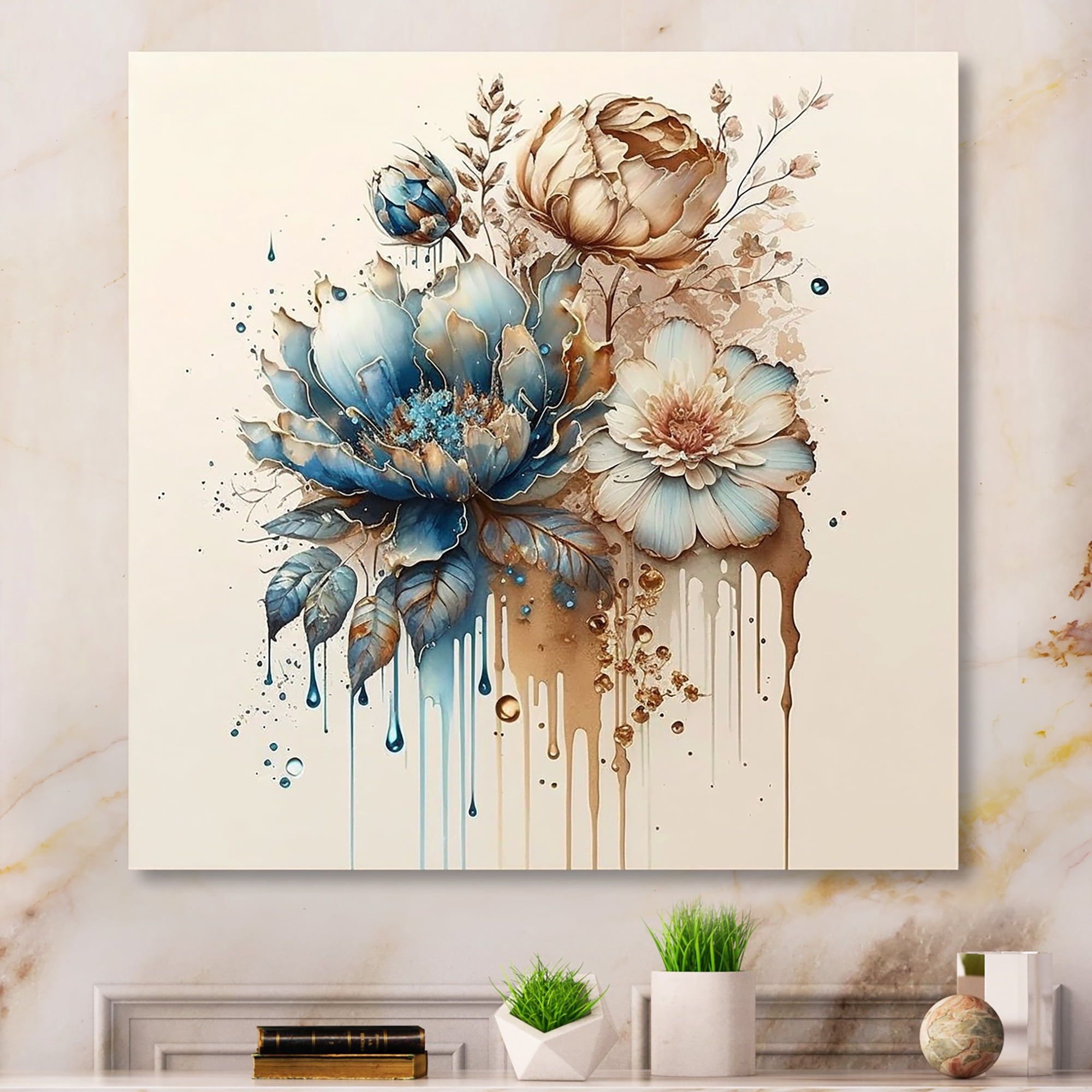 Designart Realistic Blooming Flowers III Canvas Wall Art