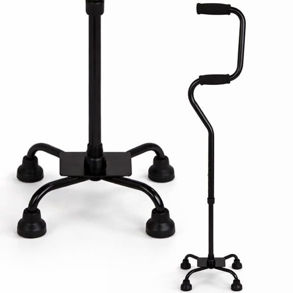 HealthSmart Adjustable Quad Walking Cane, Sit to Stand Walker, Black