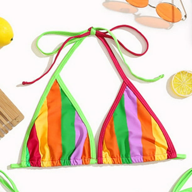 Pride Rainbow Women Bathing Suit Tie String V Neck Swimsuit  Bikini Sets for Women Teens Girls : Clothing, Shoes & Jewelry