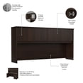 thumbnail image 5 of Studio C 72W U Desk with Hutch and Drawers in Black Walnut - Engineered Wood, 5 of 7