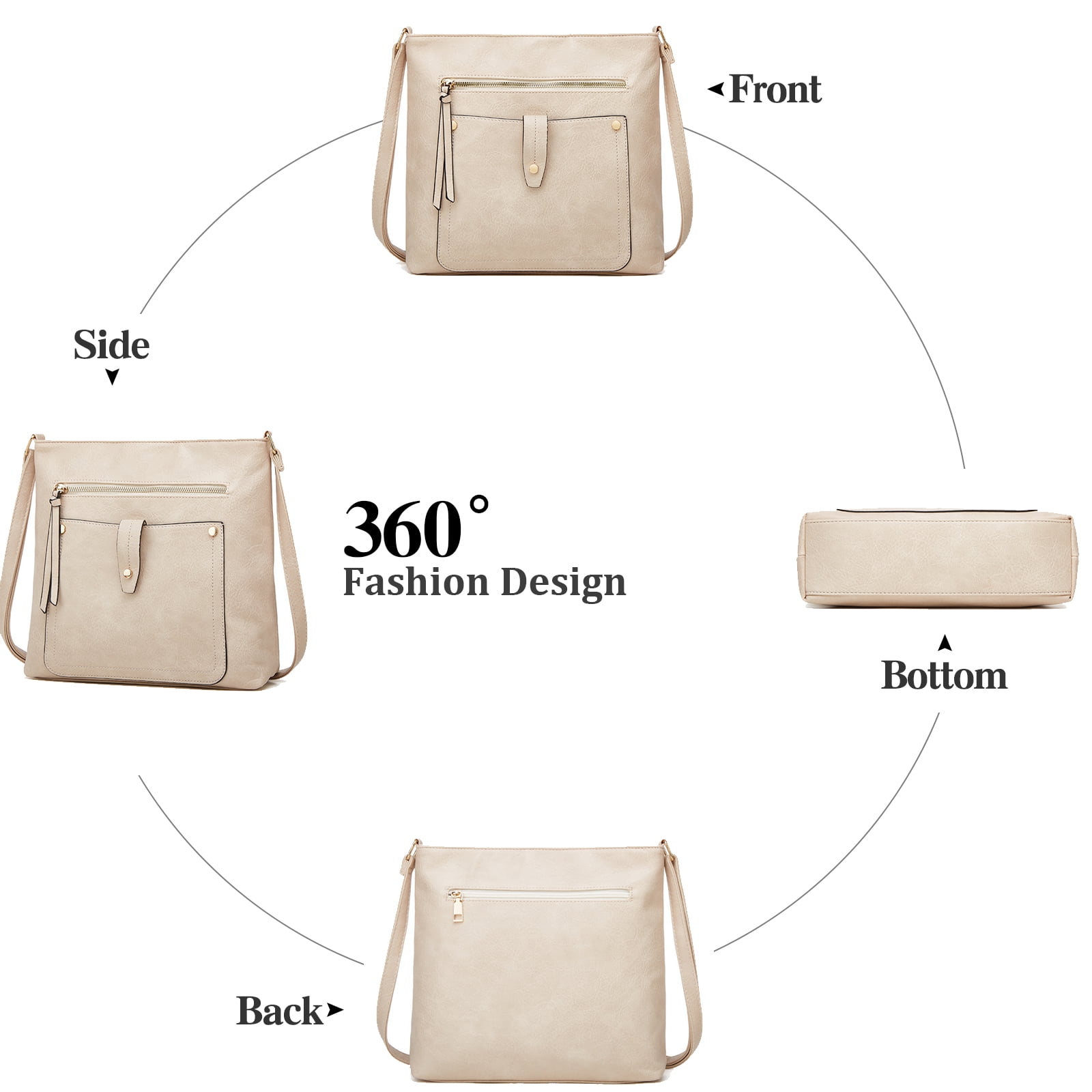 GAEKEAO Hobo Bags for Women Large Leather Purses and Handbags Crossbody Tote Shoulder Bag with Side Pockets Adjustable Strap