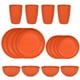 thumbnail image 1 of Nvzi 16pcs Wheat Straw Dinnerware Set,Plates and Bowls Set,Camping Dish Set for 4, Plastic Dinnerware Set,Dishwasher Safe Dinnerware Set,Orange, 1 of 5