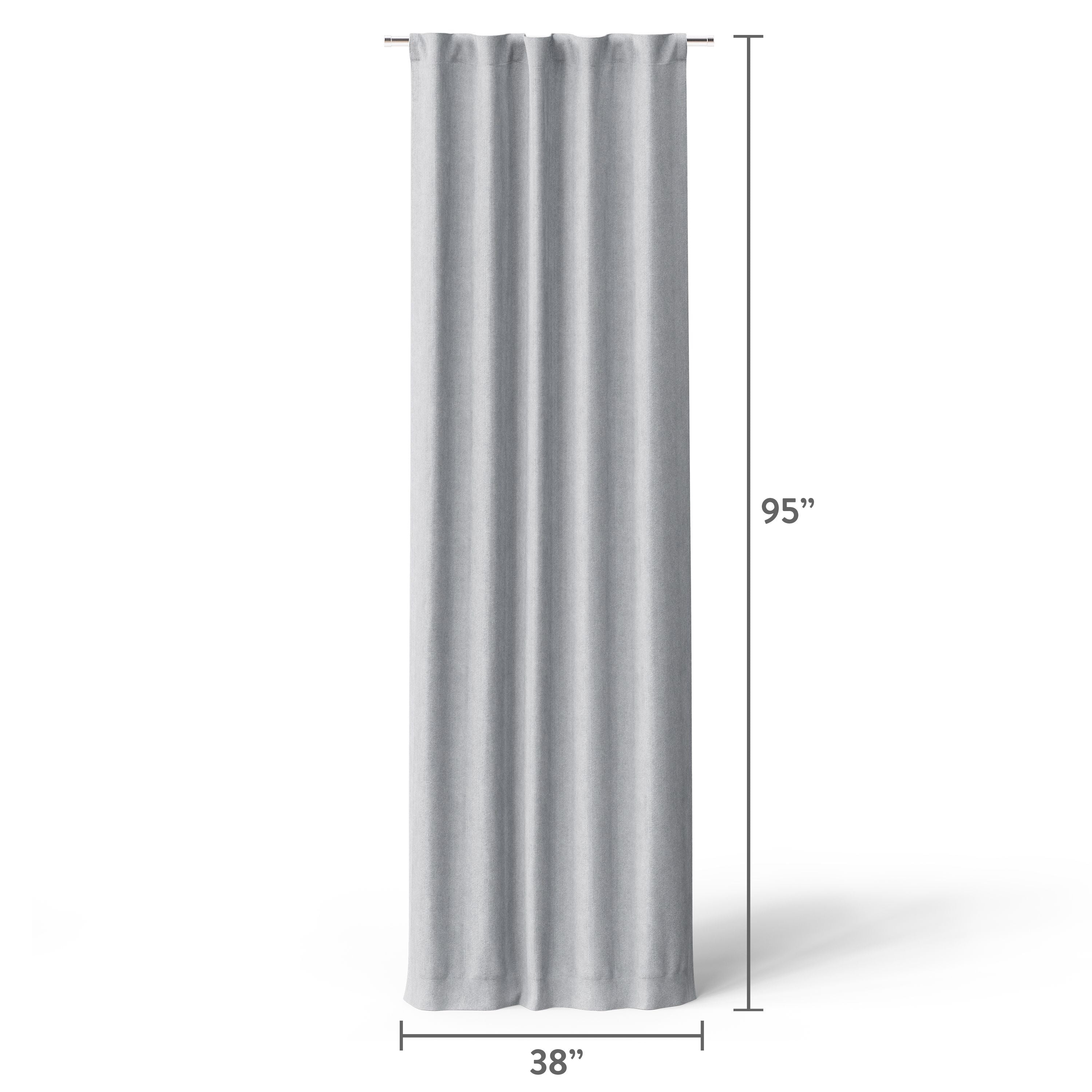 Mainstays Kids Soft Silver Ribbed Corduroy 100% Blackout Curtain Panel, Rod Pocket with Back Tabs, 38 in x 95 in, 1 Panel