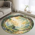 thumbnail image 2 of Watercolor Forest Round Rug 3.3ft Washable Circle Entryway Rugs Non Slip Spring Botanical Floral Area Rug Indoor Floor Carpet for Bedroom Kitchen Living Room Home Office Dining Room Nursery, 2 of 8
