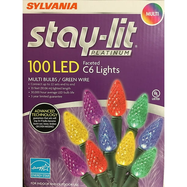 Sylvania 100 Count Stay Lit C6 Multi Color Led Lights Walmart Com Walmart Com