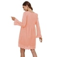 thumbnail image 3 of hirigin California Romper Dress with Shorts Long Sleeve Fall V-Neck Cotton Short Dress Mini Dress California Romper Lace Dress, 3 of 5
