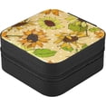 thumbnail image 2 of GZHJMY Blooming Sunflower Travel Jewelry Organizer Portable PU Leather Jewelry Box for Womens Earring Necklace Bracelets, 2 of 7
