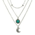 thumbnail image 5 of Jiaroswwei Women Multilayer Crescent Moon Faux Turquoise Chain Pendant Necklace Jewelry, 5 of 7