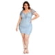 thumbnail image 5 of Vestido fruncido de mesh Roman Fashion Talla Extra 13228 Azul cielo, 5 of 6
