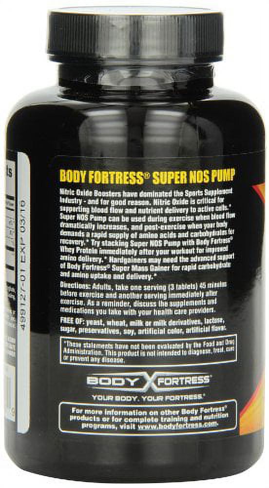 US Nutrition Body Fortress  Super NOS Pump, 90 ea - image 2 of 5
