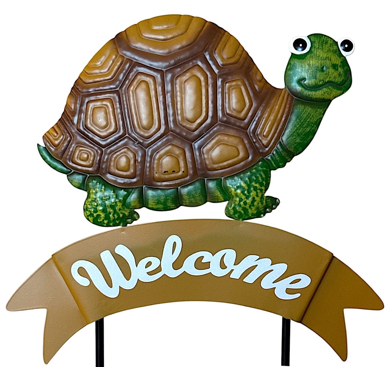 Metal Turtle Welcome Garden Stake Outdoor Lawn Yard Decoration 19 x 13 Inch Decor Welcome Sign for Patio Walkway Flower Bed Porch Patio Landscape