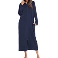 thumbnail image 3 of Bebetter Women's Long Robe: Hooded Bathrobe with Zipper Up Duster, Full-Length Solid Color High quality, 3 of 5