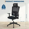 thumbnail image 3 of High Back Ergonomic Office Chair, Adjustable Lumbar Support & Headrest, Swivel Task Chair, Height-Adjustable Rocking Mesh Computer Desk Chair, for Home Office, Black, 3 of 9
