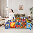 thumbnail image 4 of Erosebridal Boho Style Floral 7-Piece Bedding Comforter Set,Multicolor Blossom Flower King Bedding Sets,Reversible, 4 of 7