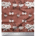 thumbnail image 1 of Soimoi Brown polyester Crepe Fabric Leaves & Azalea Floral Print Sewing Fabric Yard 52 Inch Wide, 1 of 3