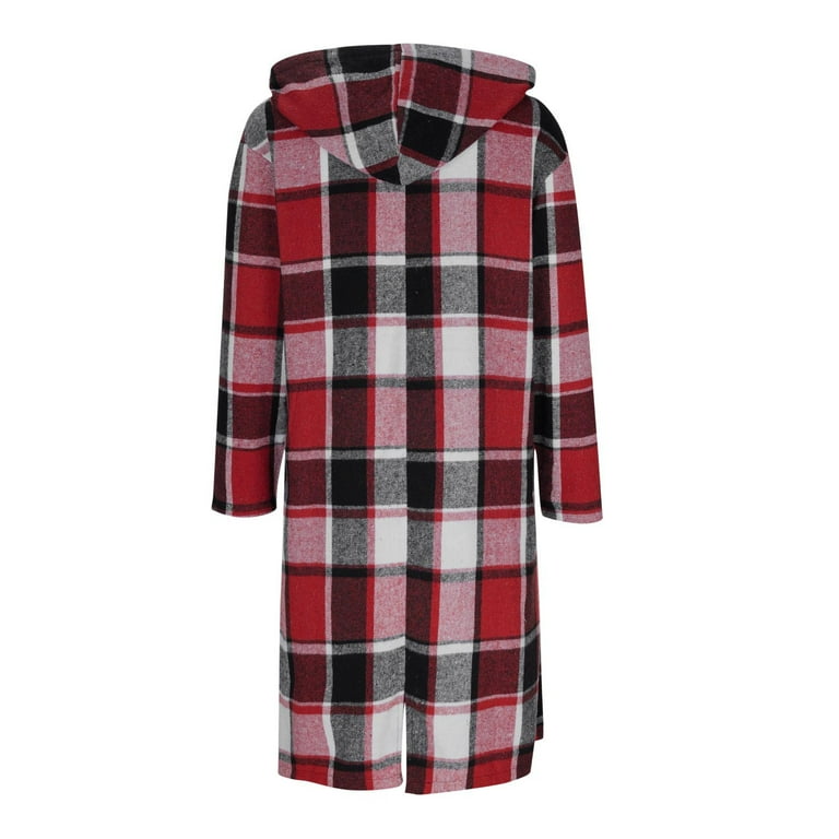 cocolona Womens Plaid Trench Coat Long Sleeve Casual Oversized cocolona Womens Plaid Trench Coat Long Sleeve Casual Oversized