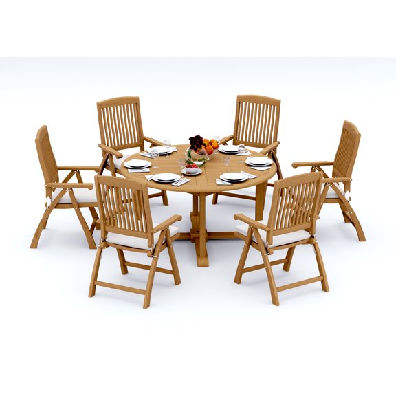 Grade-A Teak Dining Set: 6 Seater 7 Pc: And 6 Marley Arm Chairs Outdoor Patio WholesaleTeak #51MR1206