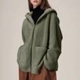 thumbnail image 2 of Yokua Women's Fleece Zipper Jacket with Pockets Oversized Long Sherpa Hoodie Plush Coat, 2 of 17