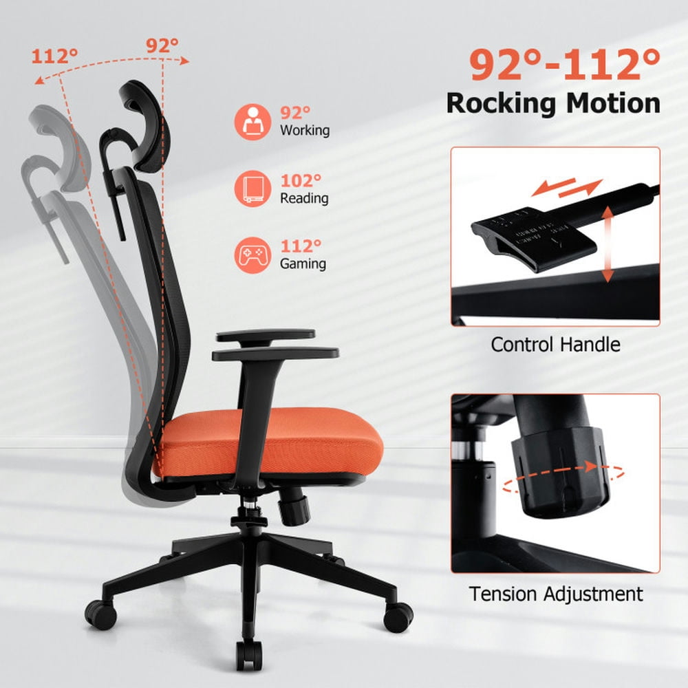 Demi Bonn Ergonomic Office Chair with Lumbar Support and Adjustable Headrest, Rolling Work Computer Desk Chair, Black
