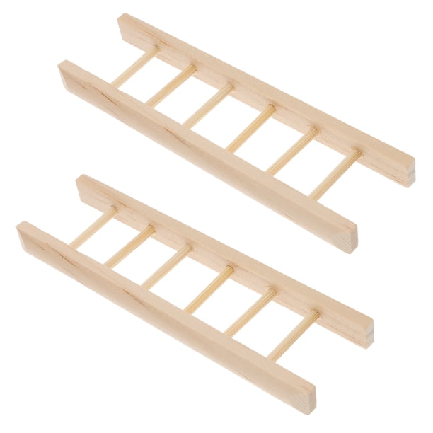 Lot de 2 échelles miniatures en bois pour maison de poupée - 10,2 cm de haut