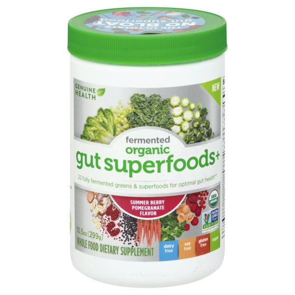 Genuine Health Organic Fermented Gut Superfoods+ Powder for Optimal Gut Health Summer Berry