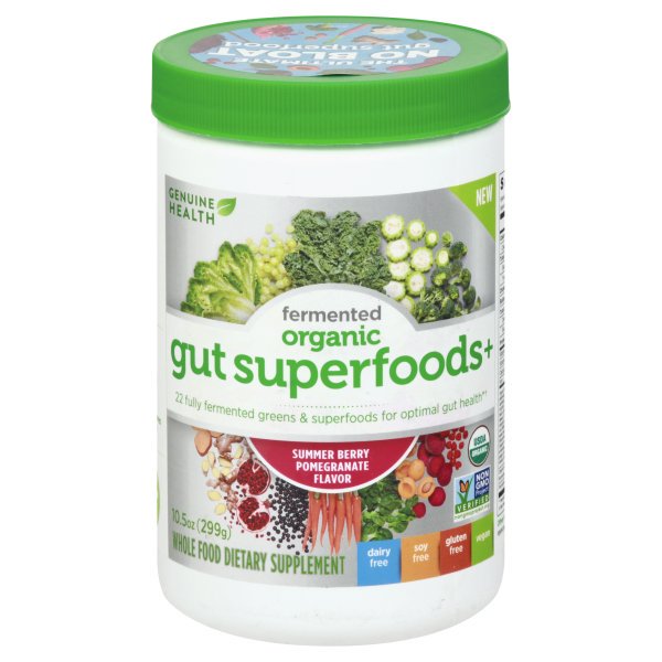 Genuine Health Organic Fermented Gut Superfoods+ Powder for Optimal Gut Health Summer Berry