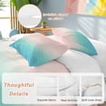 thumbnail image 2 of 3 Piece Pink Teal Ombre Duvet Cover Set Twin Size,Microfiber Comforter/Quilt Cover with Corner Ties and 2 Pillowcases,Modern Abstract Art Gradient Aesthetics All Season Bedding with Zipper Closure, 2 of 8